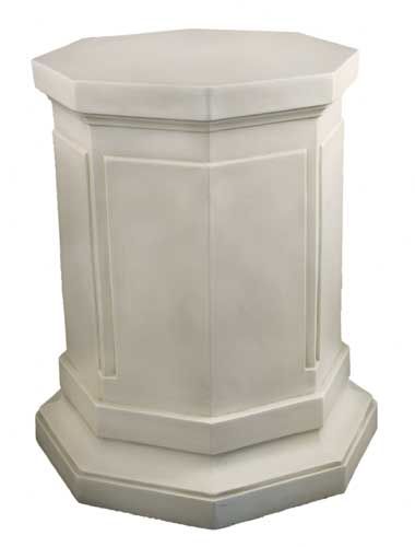 a white pedestal with an open top