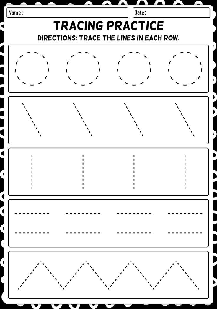 trace the lines in each row worksheet for kids to practice their handwriting skills