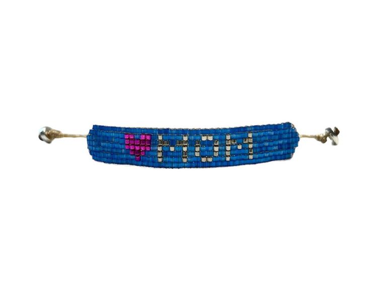 Made with blue Miyuki Delica beads Beaded part is: Width 1cm Length 8cm Adjustable size with the sliding knot  Comes with a jewelry pouch Adjustable Beaded Bracelets With Letter Beads As Souvenir, Blue Friendship Bracelets With Sliding Knot, Casual Blue Beaded Bracelets With Adjustable Length, Blue Beaded Bracelets For Mother's Day, Casual Blue Beaded Bracelet With Adjustable Length, Blue Round Beads Bracelets For Mother's Day, Blue Letter Beads For Gifts, Casual Blue Beaded Bracelets, Blue Friendship Bracelets For Mother's Day Gift