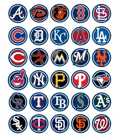 the major league logos in different colors and sizes