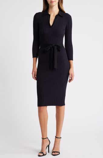 Eliza J Long Sleeve Sweater Dress | Nordstrom Luxury Long Sleeve Classic Sweater Dress, Chic Non-stretch Knee-length Sweater Dress, Elegant Long Sleeve Non-stretch Sweater Dress, Luxury Ribbed Knee-length Sweater Dress, Non-stretch Long Sleeve Sweater Dress, Beaded Jacket, Eliza J, Long Sleeve Sweater Dress, Shirtdress