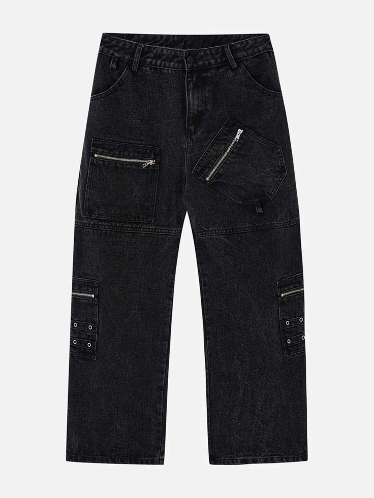 TALISHKO - Irregular Pocket Washed Jeans - streetwear fashion Mens Baggy Jeans, Streetwear Fashion Vintage, Edgy Streetwear, Retro Revival, Streetwear Chic, Streetwear Essentials, Streetwear Accessories, Jeans Collection, Slip Dresses