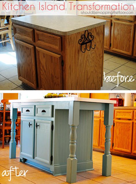 the before and after pictures of this kitchen island