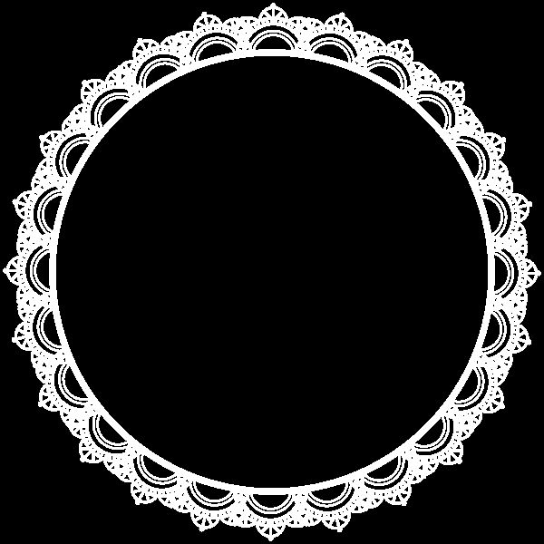 a black and white lacy doily frame