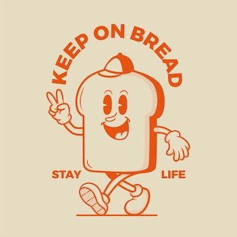 an orange and white logo with the words keep on bread stay life written below it