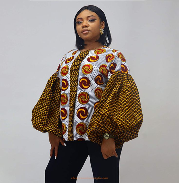 Simple Dress Styles, Couture 2024, Ankara Blouse, African Blouses, Ankara Tops, African Print Tops, African Outfits, African Print Dress Ankara, African Wear Dresses