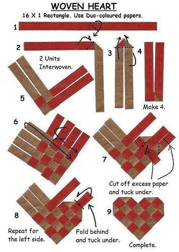 instructions to make a woven heart