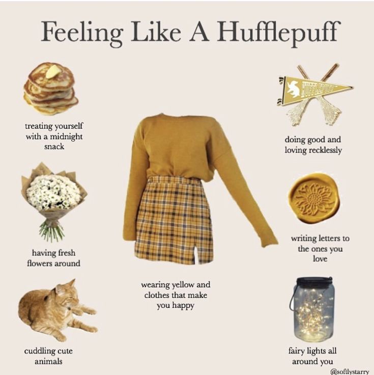 an image of a woman's outfit with words on it that say feeling like a hufflepuff