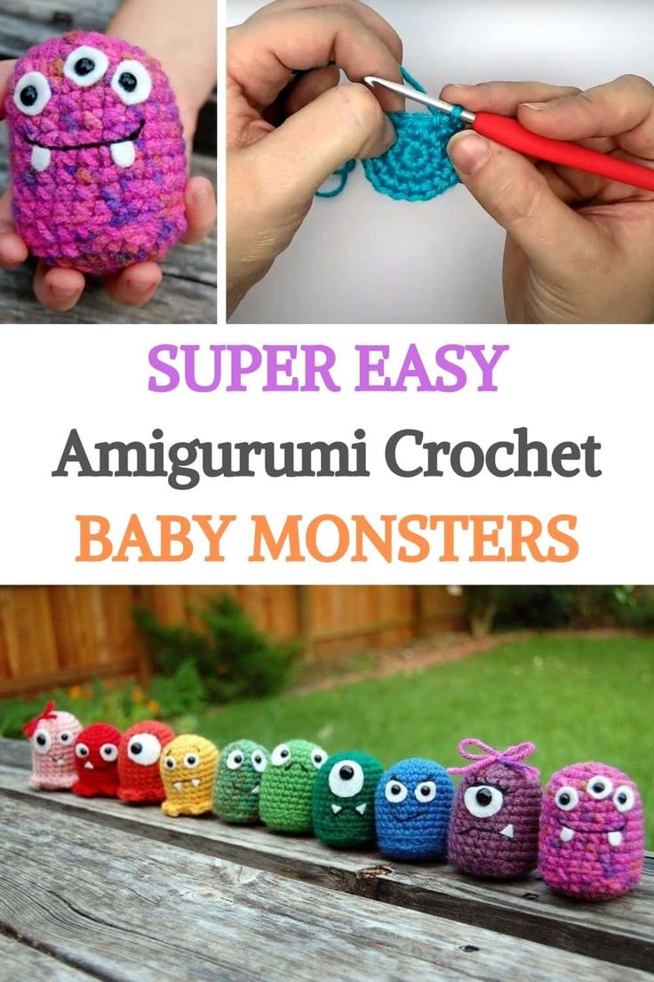 crochet baby monsters made with super easy amigurmi crochet yarn