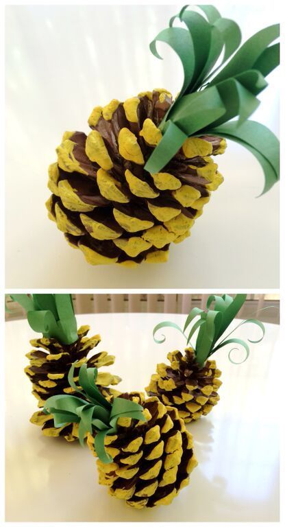 pine cones with green leaves on them are ready to be used as decorations or centerpieces