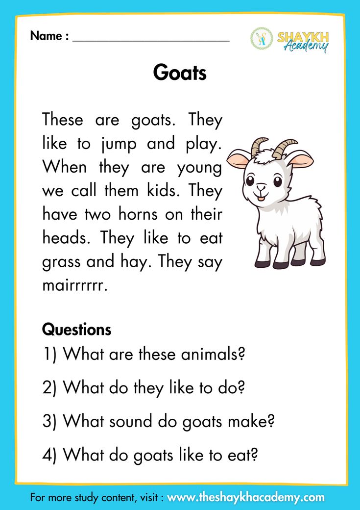 an animal worksheet with the words goats