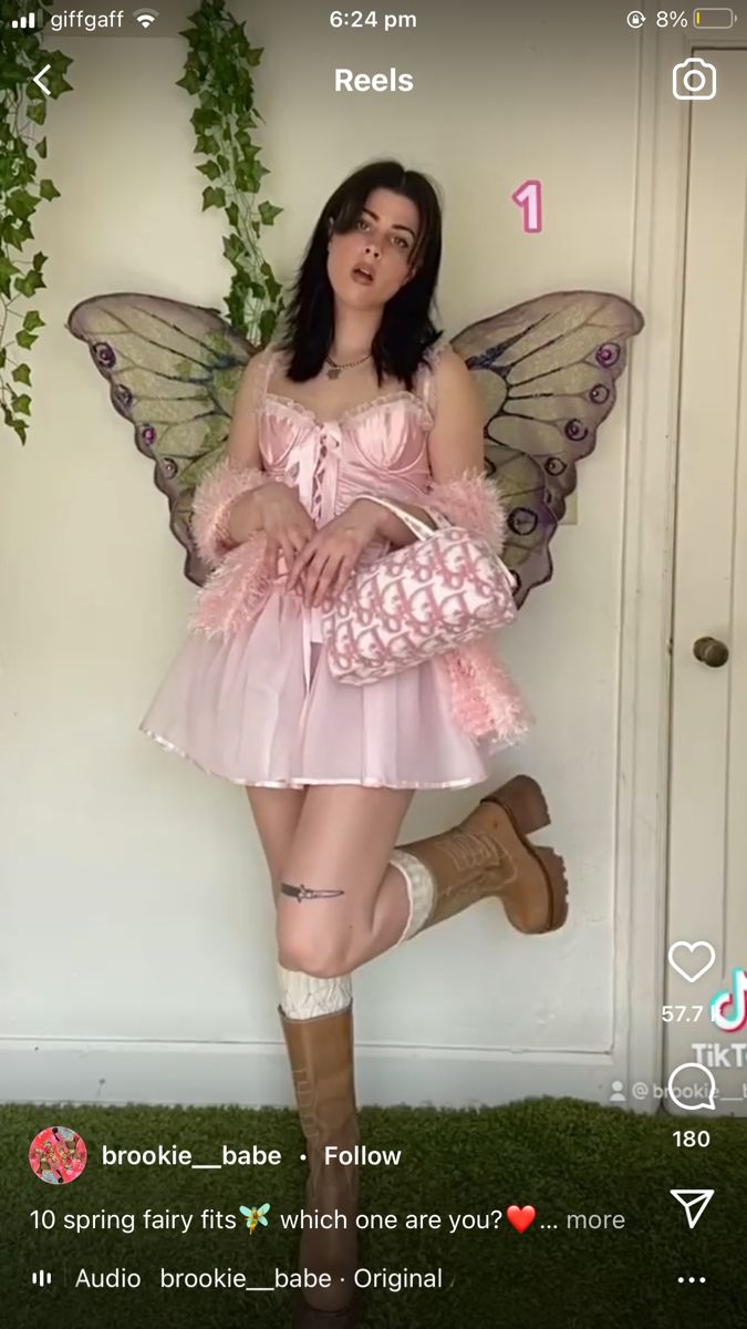 Pink And Green Fairy Outfit, Fairycore Aesthetic Outfits Pink, Fairy Core Pink Outfits, Pastel Fairy Outfit, Melanie Martinez Concert Outfit Ideas Portal, Pink Fairy Core Outfits, Pink Fairy Aesthetic Outfit, Pink Fairycore Outfits, Pink Fairy Outfit