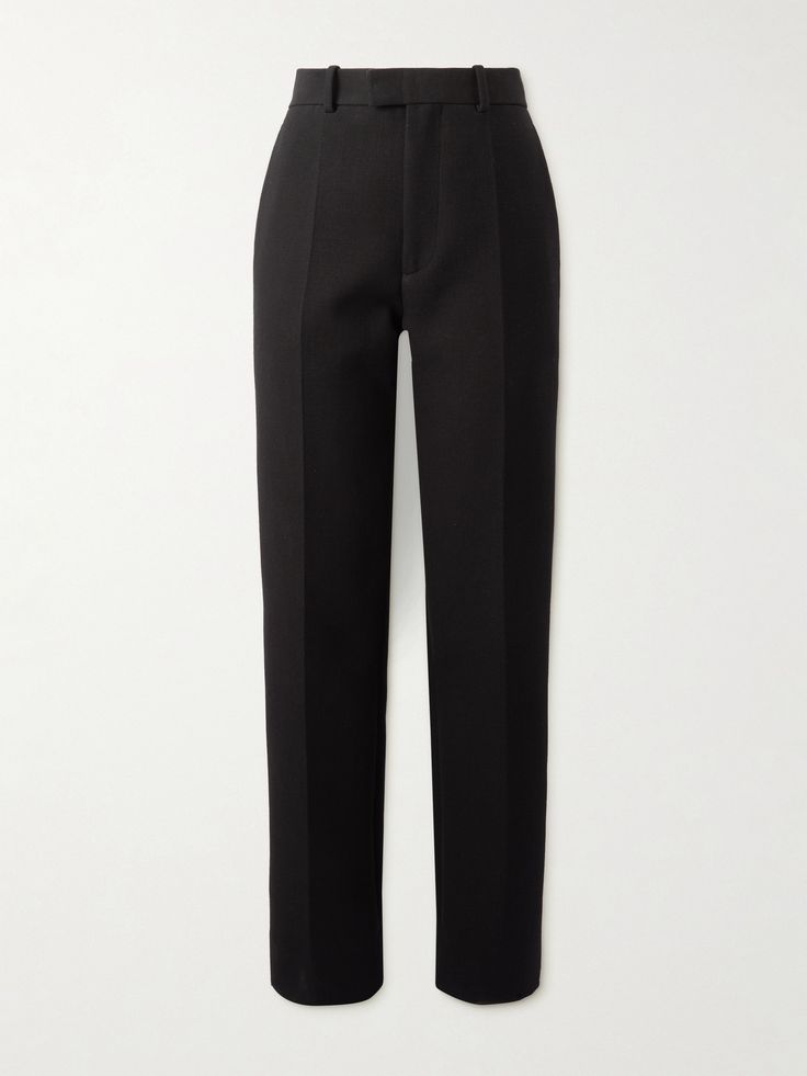 Bottega Veneta's pants are a smart choice to wear into the office or for evening plans. Tailored from cotton-blend crepe, they have a high-rise waist and are streamlined with pressed pleats through the straight legs. Wear yours with a blouse or bodysuit. Black Office Pants, Office Pants Women, Straight Pants Women, Black Straight Leg Pants, Uzun Boy, Couple Cosplay, Smart Pants, Mens Smart Casual Outfits, Tight Black Dress