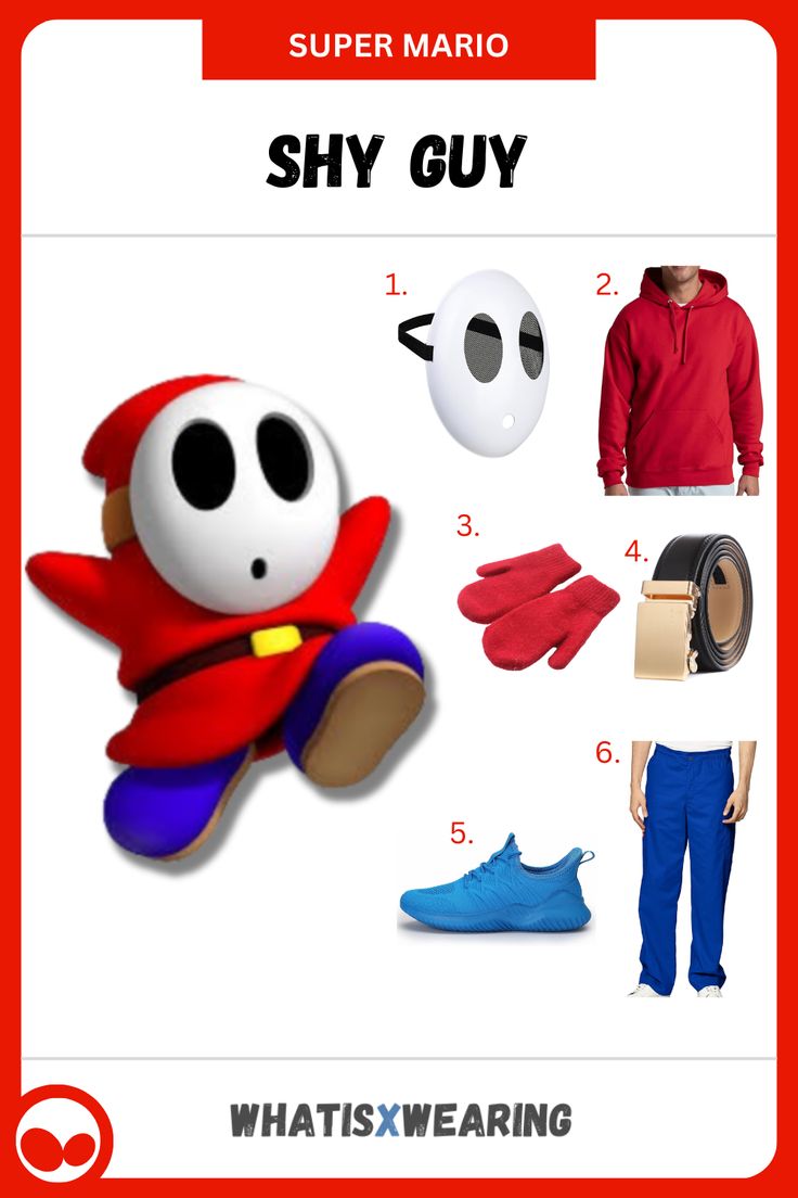 an advertisement for the super mario show with various items including gloves, shoes and masks