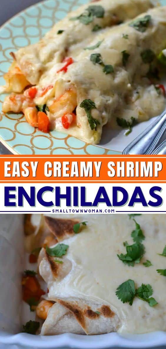 easy creamy shrimp enchiladas recipe on a plate