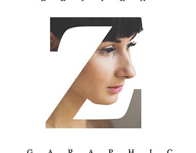 the letter z is made up of an image of a woman's face and letters