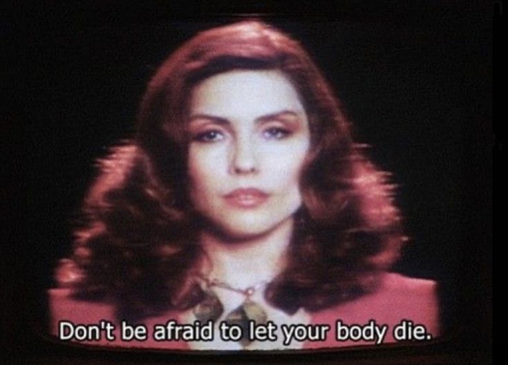 a tv screen with the words don't be afraid to let your body die