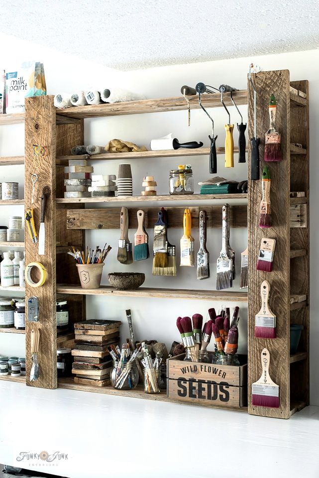 a shelf filled with lots of different types of items