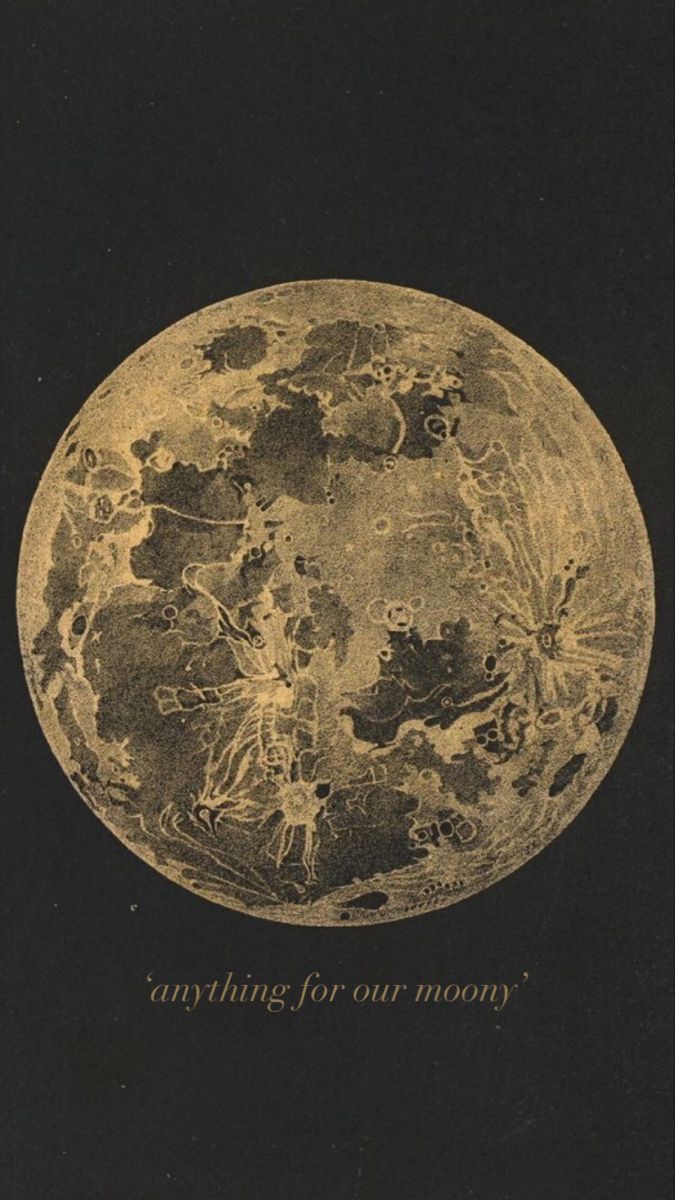 an image of the moon in gold on black paper with words that read, my moon