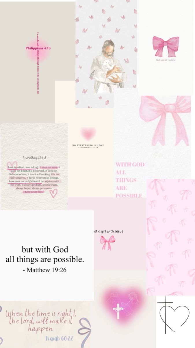 pink and white cards with the words, but with god all inthesibles possible