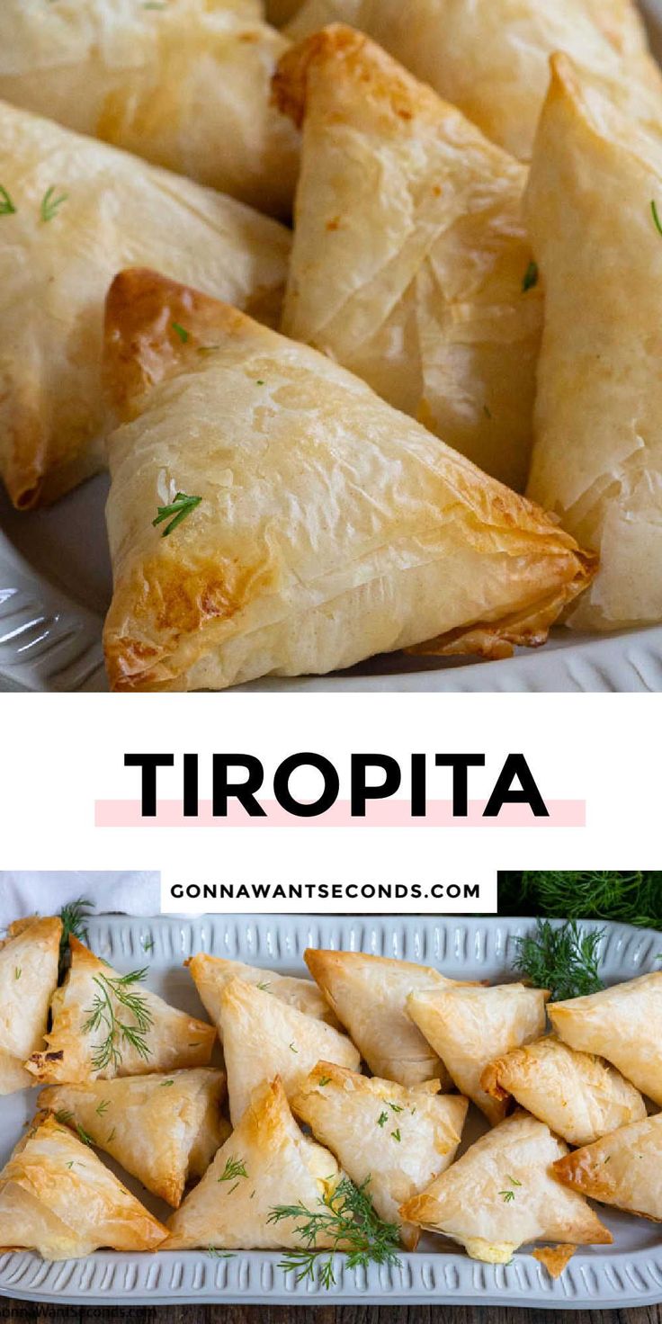 three different types of food on plates with the words tropita above them