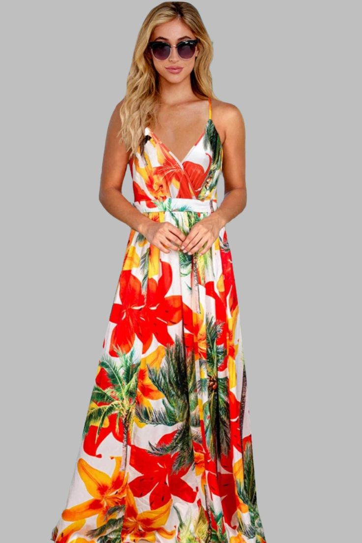 The802Gypsy Dresses Orange / S GYPSY-Crisscross Tropical Vibes Cami Dress ⏹️ Tropical Vibes, Flower Child, Keep Your Cool, Cami Dress, Pastel Blue, Shoulder Length, Criss Cross, Warm Weather, Snapchat