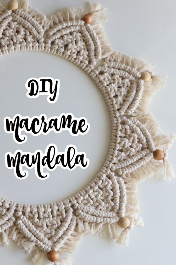 the words diy macrame mandala written in black on a white background