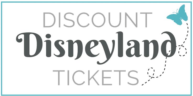 the disneyland ticket logo with a blue butterfly flying over it and text discount disneyland tickets