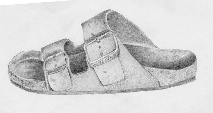 a pencil drawing of a pair of shoes