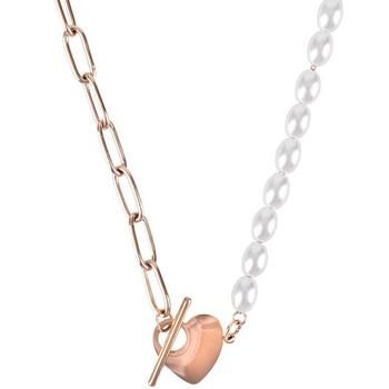 Beauty by Heart, Gold Tone and Pearl Mixed Chain Heart Necklace 18 inches Bar-and-toggle closure 1 chain with 2 styles: gold-tone links and faux pearls Chain Heart, Catholic Jewelry, The Other Half, One Half, Ring Watch, Other Half, Cool Necklaces, Bar Necklace, Ring Necklace