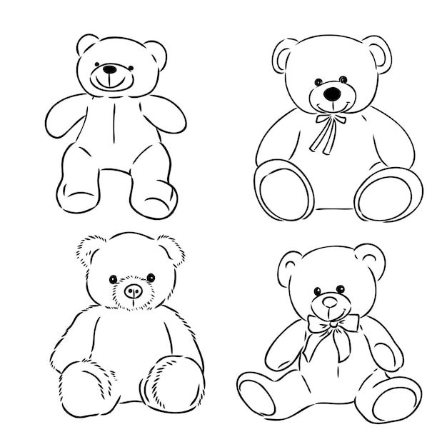 four teddy bears sitting side by side