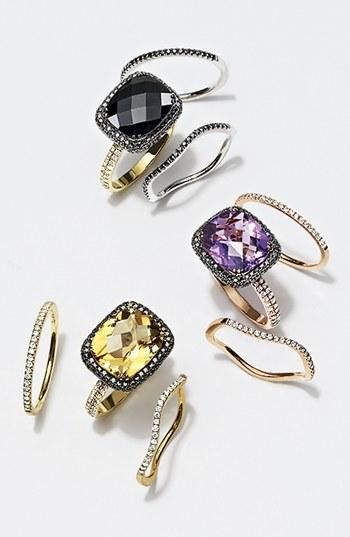 Beautiful! Bony Levy Gems Gem Rings, Rings Beautiful, Stacked Rings, Stackable Diamond Rings, Diamond Band Ring, Diamond Stacking Rings, Love Ring, Diamond Band, Amethyst Ring