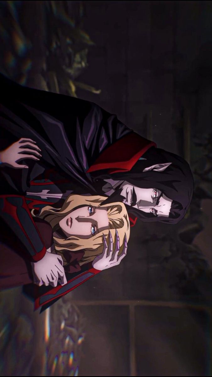 an animated image of a woman with long blonde hair wearing a red and black coat