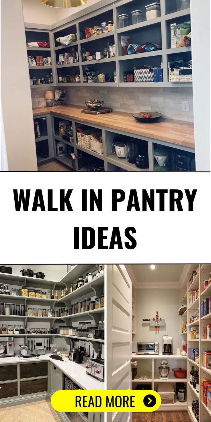 the inside of a pantry with lots of shelves