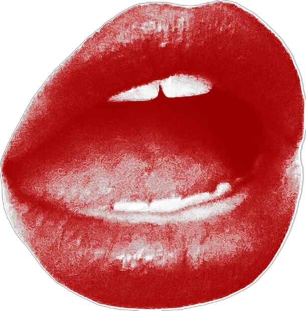 an open mouth with red lipstick on it