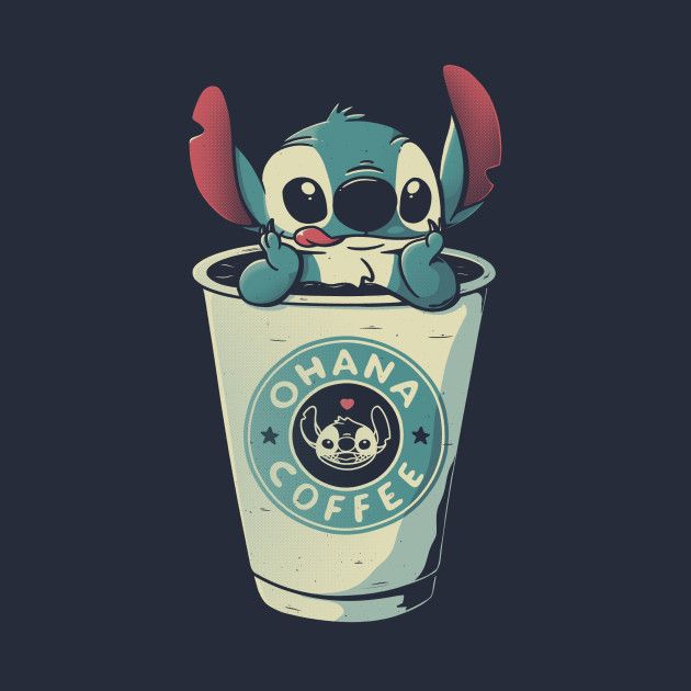 an image of a coffee cup with stitchy characters on it