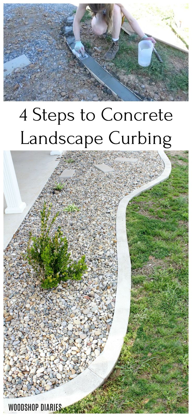 four steps to concrete landscape curbing