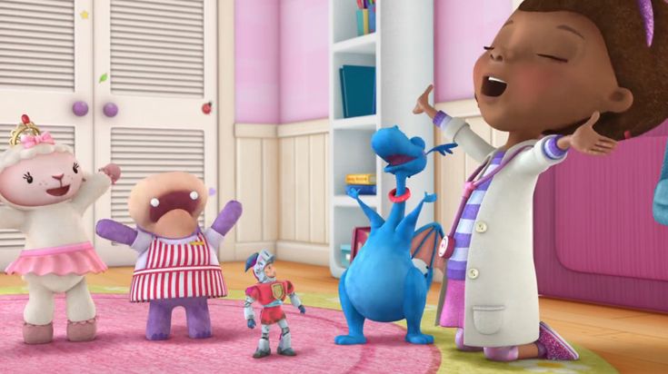 an animated image of two children singing in a room with pink walls and white closets