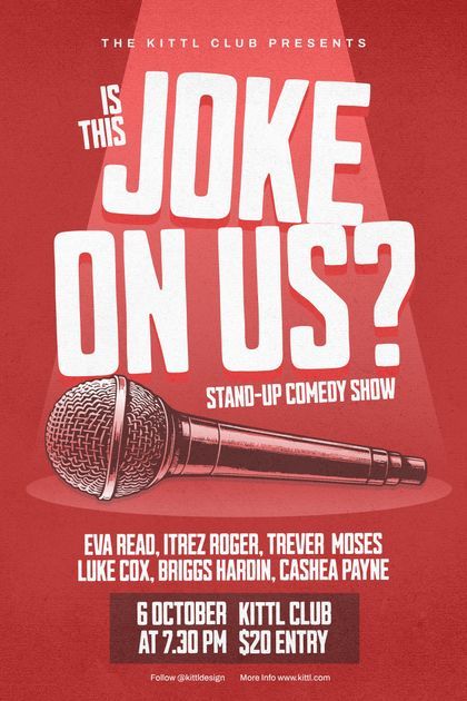 The stand-up comedy poster template is perfect for promoting the stand-up comedy show event. Stand Up Poster Design, Comedy Night Flyer, Comedy Graphic Design, Comedy Night Poster, Standup Comedy Poster, Comedy Poster Design, Stand Up Comedy Poster, Christmas Creative Poster, Comedy Show Poster