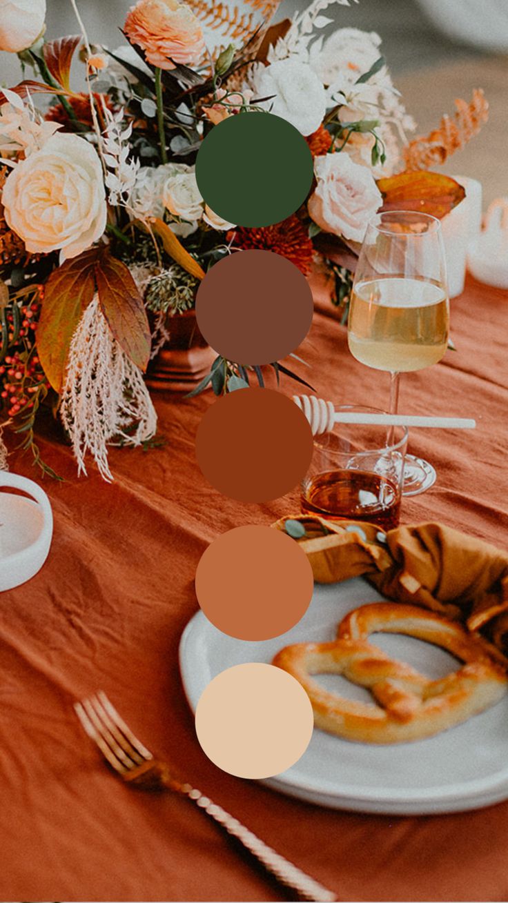 the table is set with an orange and brown color scheme