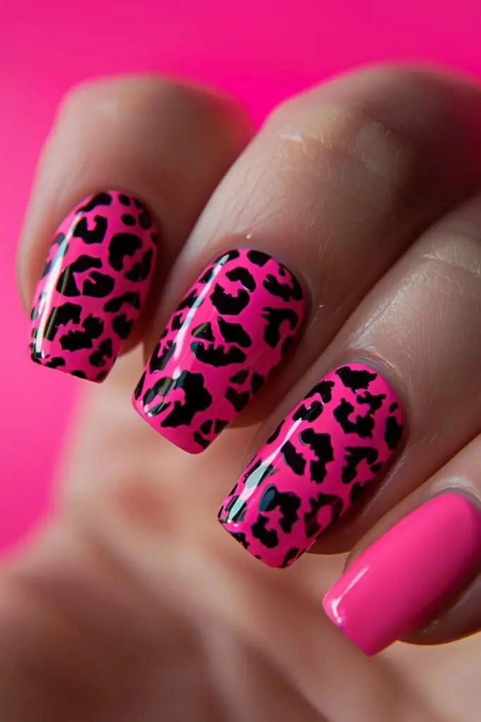 Hot Pink Animal Print Nails, Bright Leopard Nails, Bright Leopard Print Nails, Hot Pink Leopard Nails, Hot Pink Nail Designs, Nail Designs Hot Pink, Pink Cheetah Nails, Pink Zebra Nails, Pink Leopard Nails