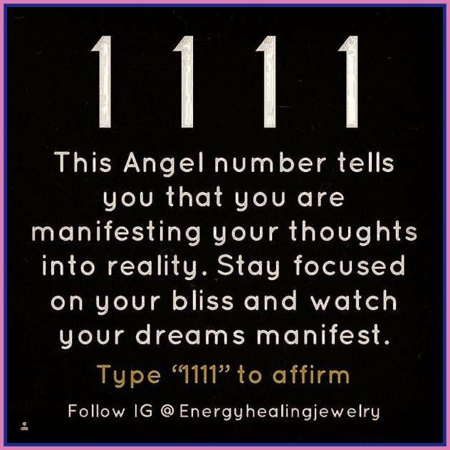 an advertisement with the words,'this angel number tells you that you are maintaining your thoughts into reality stay focused on your bliss and watch your dreams