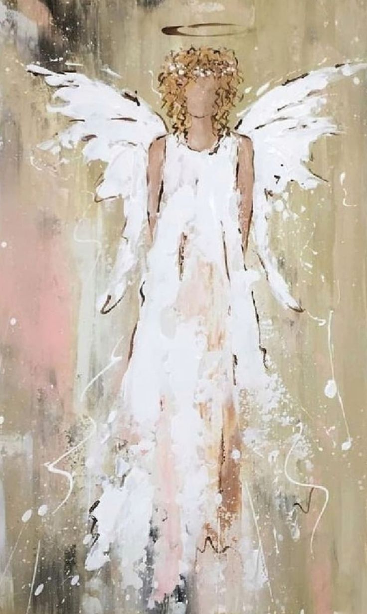 an angel painting with white wings on a brown background