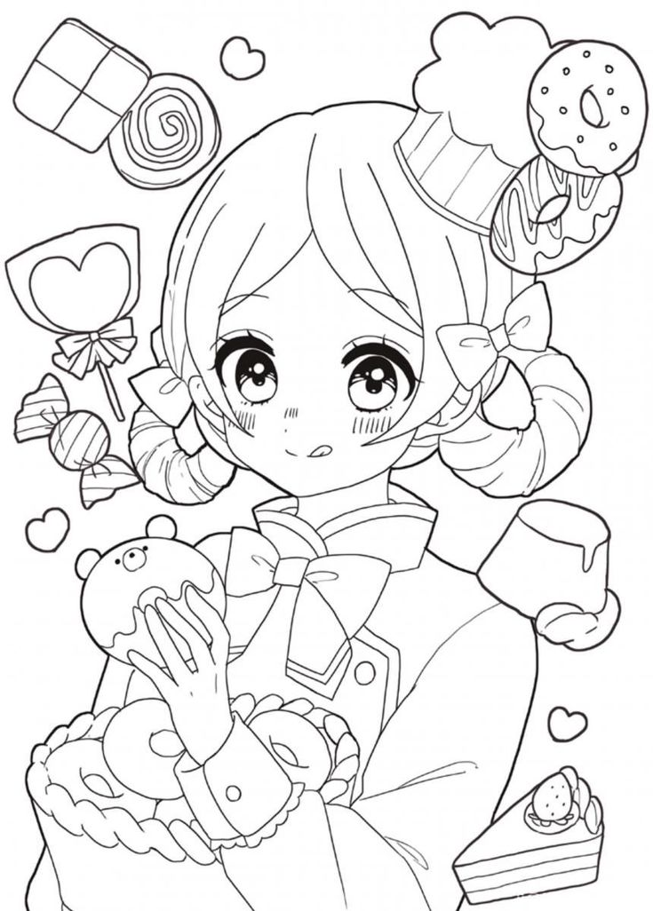 Chibi Coloring Pages, Manga Coloring Book, Anime Coloring Pages, Hello Kitty Coloring, Detailed Coloring Pages, Free Adult Coloring Pages, Colouring Printables, Cool Coloring Pages, Flower Coloring Pages