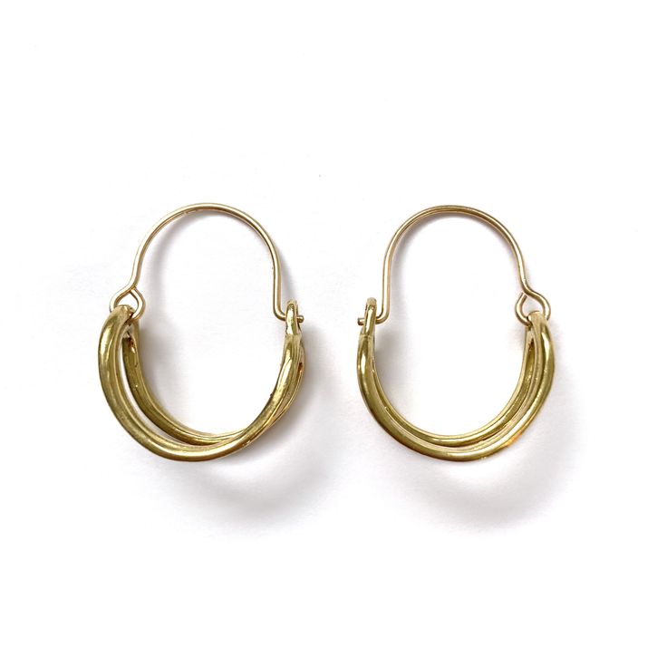 "Handmade cast basket style hoop earrings. Brass earrings have 14k gold fill hooks, sterling silver earrings have sterling silver hooks, and 10k gold earrings have 14k gold hooks. Measurements: 25mm long, 10mm wide Please note that the brass and silver versions of these hoops will usually be in stock, while the 10k gold version will be made to order. Please allow up to a month for the gold hoops to be made. Feel free reach out for any timeline questions, I am more than happy to work with you! Ab Yellow Gold Brass Huggie Jewelry, Yellow Gold Brass Huggie Earrings With Polished Finish, Yellow Gold Huggie Jewelry In Brass, Yellow Gold Polished Huggie Earrings In Brass, Polished Brass Round Huggie Earrings, Polished Brass Huggie Earrings, Classic Small Hoop Earrings In Recycled Gold, Everyday Oval Brass Jewelry, Classic Brass Small Hoop Huggie Earrings