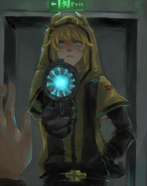 an anime character holding a clock in front of her face and wearing a hoodie