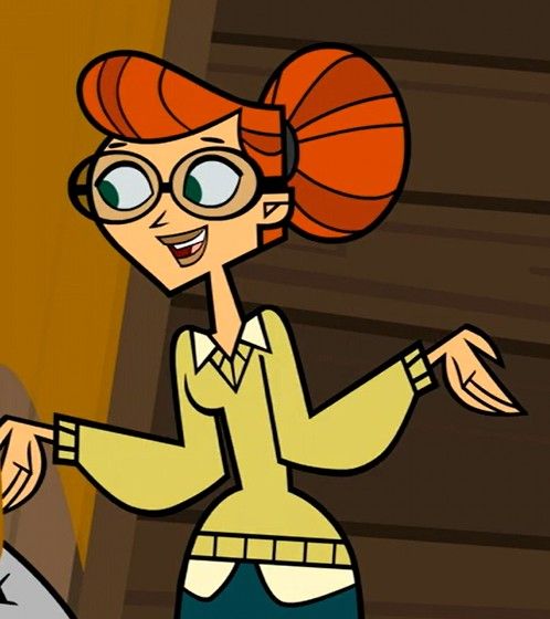 an animated woman with red hair and glasses talking to another woman in front of a door