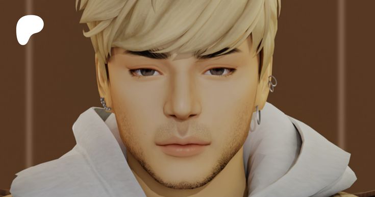 an animated image of a man with blonde hair and piercings on his ears looking at the camera