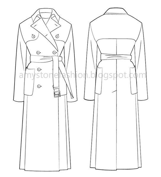 the front and back view of a trench coat