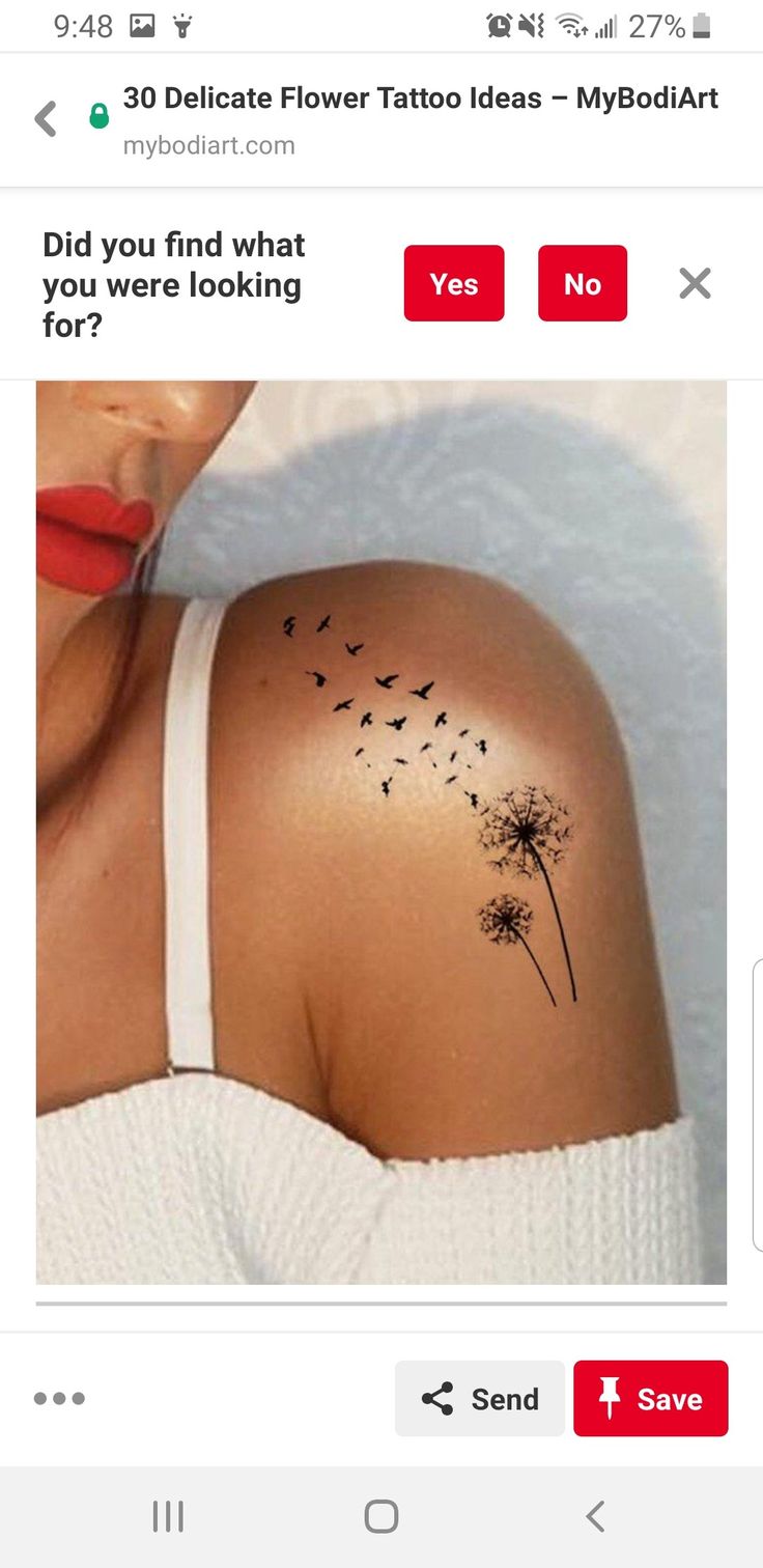 a woman with a dandelion tattoo on her back and the words, did you find what you were looking for?